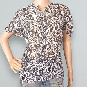 Sheer Black & White Floral Blouse